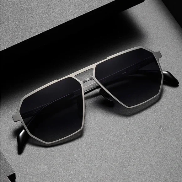 NWT! Titanium Sunglasses Silver Gray with Black Case - Picture 3 of 12